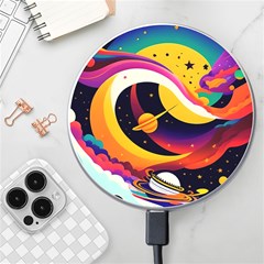 Ai Generated Moon Art Design Graphic Shape Wireless Fast Charger(white) by Ravend