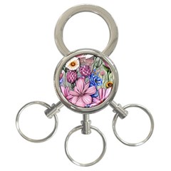 Broken And Budding Watercolor Flowers 3-ring Key Chain by GardenOfOphir