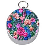 Bright And Brilliant Watercolor Flowers Silver Compasses Front