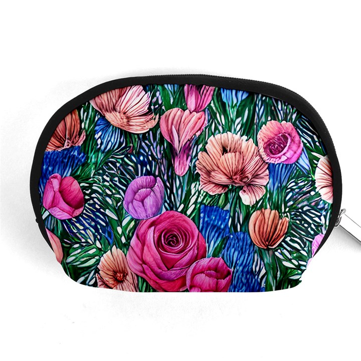 Bright And Brilliant Watercolor Flowers Accessory Pouch (Medium)