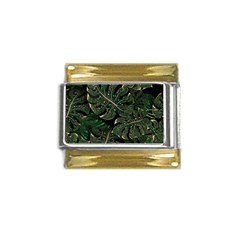 Monstera Plant Tropical Jungle Leaves Pattern Gold Trim Italian Charm (9mm) by Ravend