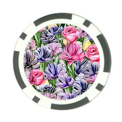 Majestic Watercolor Flowers Poker Chip Card Guard by GardenOfOphir