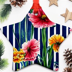 Charming And Cheerful Watercolor Flowers Star Ornament (two Sides) by GardenOfOphir