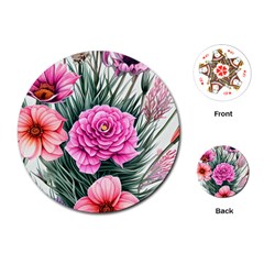 Color-infused Watercolor Flowers Playing Cards Single Design (round) by GardenOfOphir