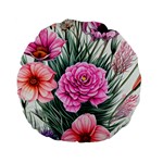 Color-infused Watercolor Flowers Standard 15  Premium Flano Round Cushions Back