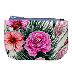 Color-infused Watercolor Flowers Large Coin Purse by GardenOfOphir