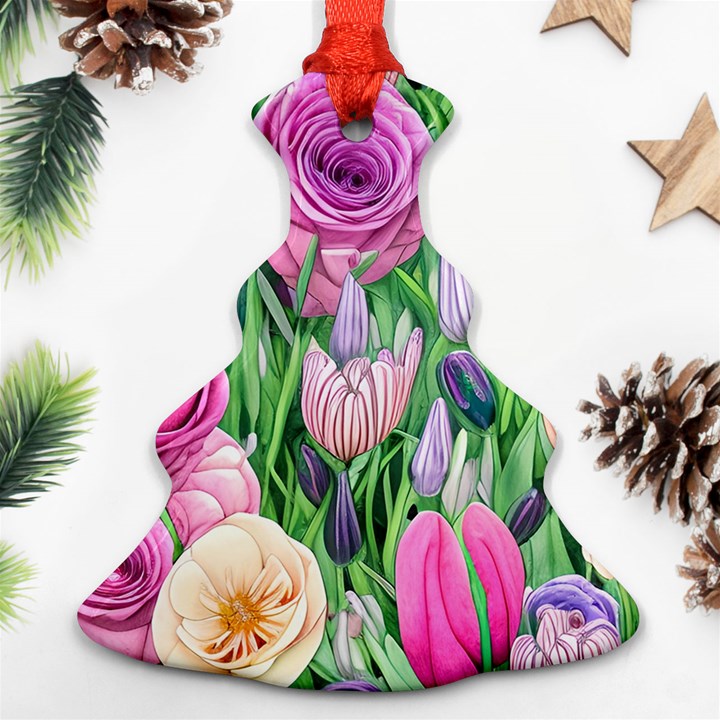 Classic Watercolor Flowers Ornament (Christmas Tree) 