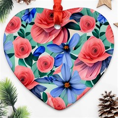 Classy Watercolor Flowers Ornament (heart) by GardenOfOphir