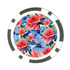 Classy Watercolor Flowers Poker Chip Card Guard (10 Pack) by GardenOfOphir