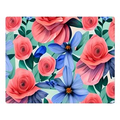 Classy Watercolor Flowers Premium Plush Fleece Blanket (large) by GardenOfOphir