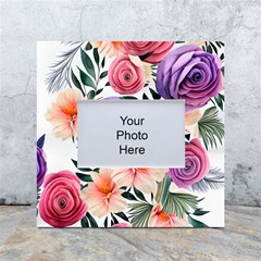 Country-chic Watercolor Flowers White Box Photo Frame 4  X 6  by GardenOfOphir