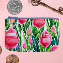 Cheerful And Captivating Watercolor Flowers Large Coin Purse by GardenOfOphir