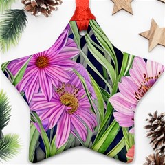 Cheerful Watercolors – Flowers Botanical Star Ornament (two Sides) by GardenOfOphir