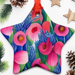 Celestial Watercolor Flowers Star Ornament (two Sides) by GardenOfOphir