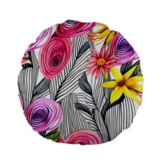 Darling And Dazzling Watercolor Flowers Standard 15  Premium Flano Round Cushions by GardenOfOphir