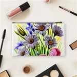 Expressive Watercolor Flowers Botanical Foliage Cosmetic Bag (Medium) Back