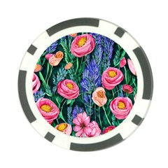 Cute Watercolor Flowers And Foliage Poker Chip Card Guard by GardenOfOphir