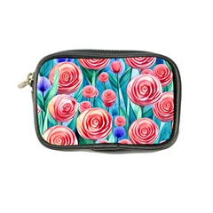 Brilliantly Hued Watercolor Flowers In A Botanical Coin Purse by GardenOfOphir