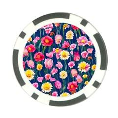 Botanical Flowers Pattern Poker Chip Card Guard by GardenOfOphir