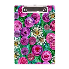 Tropical Flowers Pattern A5 Acrylic Clipboard by GardenOfOphir