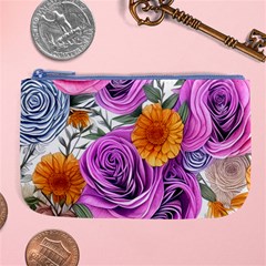 Country-chic Watercolor Flowers Large Coin Purse by GardenOfOphir