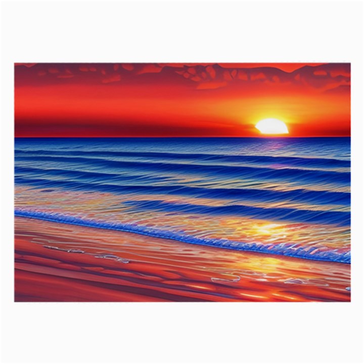 Golden Sunset Over Beach Large Glasses Cloth (2 Sides)