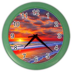 Golden Sun Color Wall Clock by GardenOfOphir