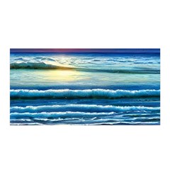 Sunset Beach Waves Satin Wrap 35  X 70  by GardenOfOphir