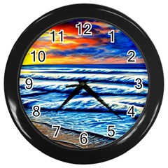 Sandy Beach Dreams Wall Clock (black) by GardenOfOphir