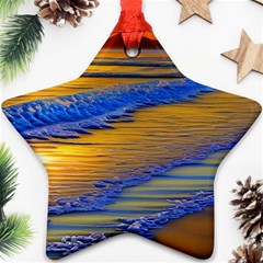 Waves Of Gold Star Ornament (two Sides) by GardenOfOphir