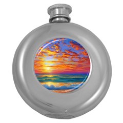 Summer Sunset Round Hip Flask (5 Oz) by GardenOfOphir