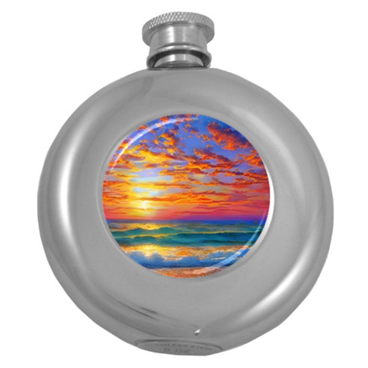 Summer Sunset Round Hip Flask (5 oz)