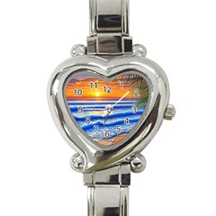 Summer Sunset Surf Heart Italian Charm Watch by GardenOfOphir