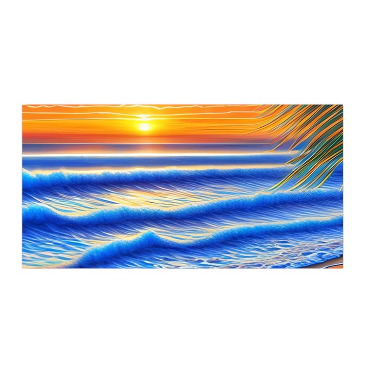 Summer Sunset Surf Satin Wrap 35  x 70 