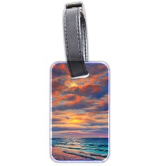 Serene Sunset Over Beach Luggage Tag (two Sides) by GardenOfOphir