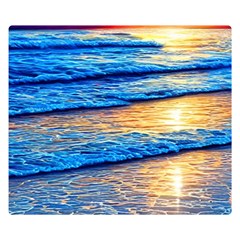 Ocean Sunset One Side Premium Plush Fleece Blanket (small) by GardenOfOphir