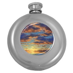 Sunrise Over The Sand Dunes Round Hip Flask (5 Oz) by GardenOfOphir