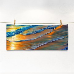 Modern Sunset Over The Ocean Hand Towel by GardenOfOphir