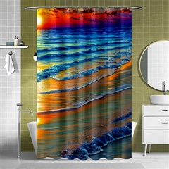 Modern Sunset Over The Ocean Shower Curtain 48  X 72  (small)  by GardenOfOphir