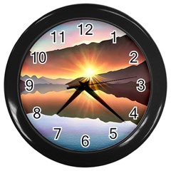 Majestic Lake Wall Clock (black) by GardenOfOphir