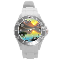 Benevolent Lake Round Plastic Sport Watch (l) by GardenOfOphir