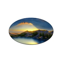 Crimson Sunset Sticker (oval) by GardenOfOphir