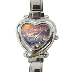 Dusty Sunset Heart Italian Charm Watch by GardenOfOphir