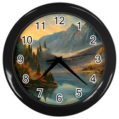 Dazzling Sunset Wall Clock (black) by GardenOfOphir