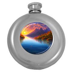 Immaculate Sunset Round Hip Flask (5 Oz) by GardenOfOphir