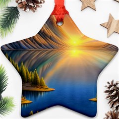 Remarkable Lake Sunset Star Ornament (two Sides) by GardenOfOphir