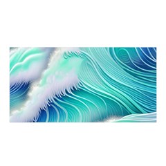 Stunning Pastel Blue Ocean Waves Satin Wrap 35  X 70  by GardenOfOphir