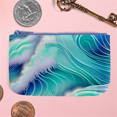 Stunning Pastel Blue Ocean Waves Large Coin Purse by GardenOfOphir