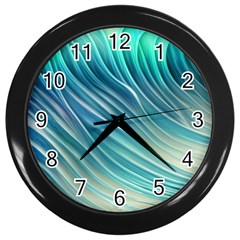 Pastel Ocean Waves Wall Clock (black) by GardenOfOphir