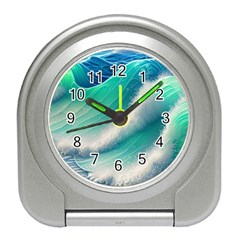 Beautiful Abstract Pastel Ocean Waves Travel Alarm Clock by GardenOfOphir